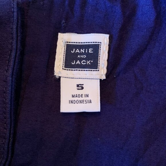 JANIE AND JACK Moonlight Garden Dress Girls 5 5T Navy Blue Cotton Floral Lined - Picture 10 of 12